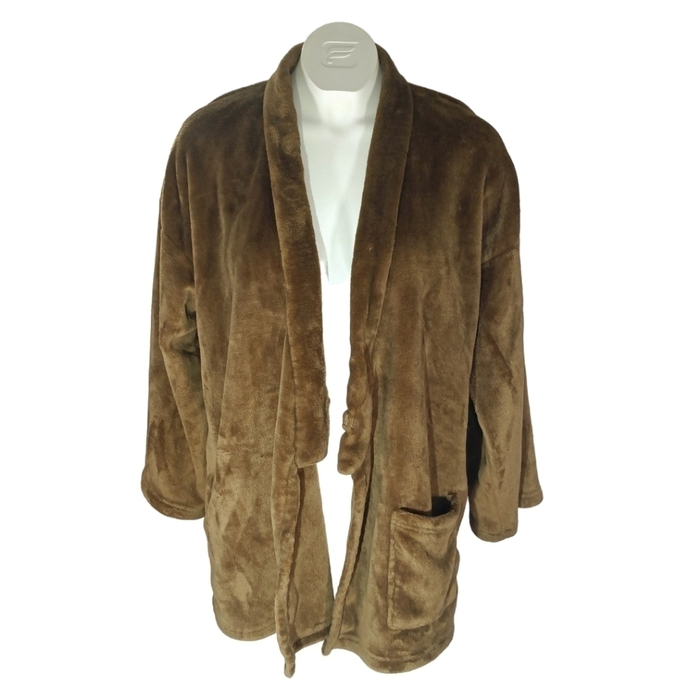 Marie Claire Super Soft Brown Plush Open Cardigan size Large